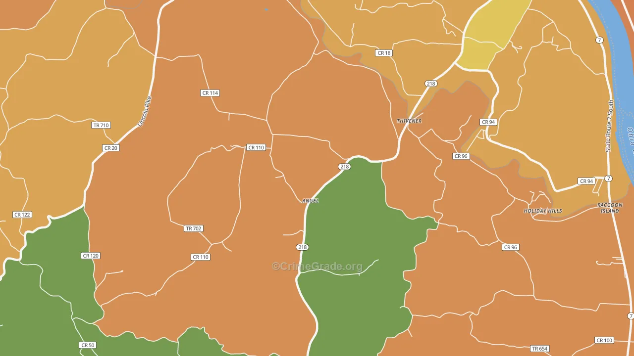 Thivener, OH Map of Vandalism Rates