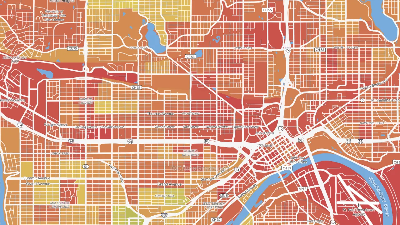 Thomas-Dale, St. Paul, MN Map of Vandalism Rates