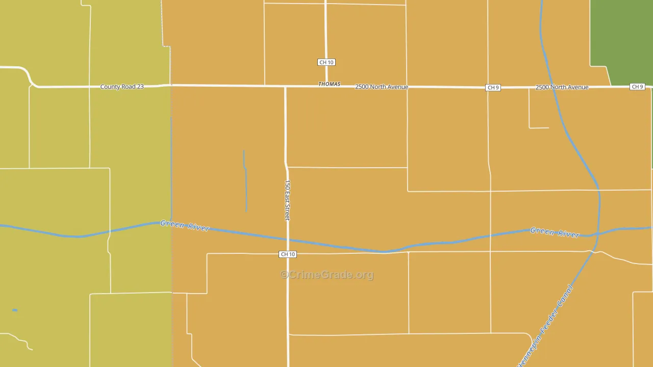 Thomas, IL Map of Vandalism Rates