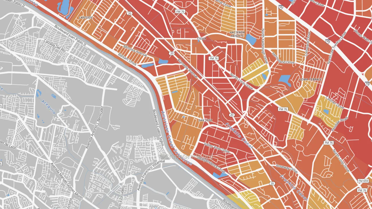 Thomas Manor, El Paso, TX Map of Vandalism Rates
