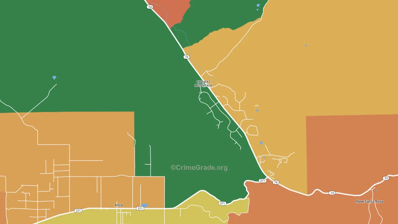 Thomas Mountain, CA Map of Vandalism Rates