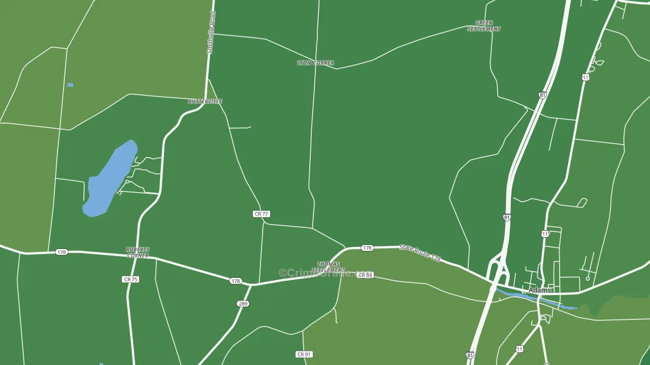 Thomas Settlement, NY Map of Vandalism Rates