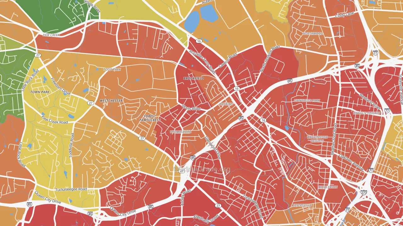 Thomasboro-Hoskins, Charlotte, NC Map of Vandalism Rates