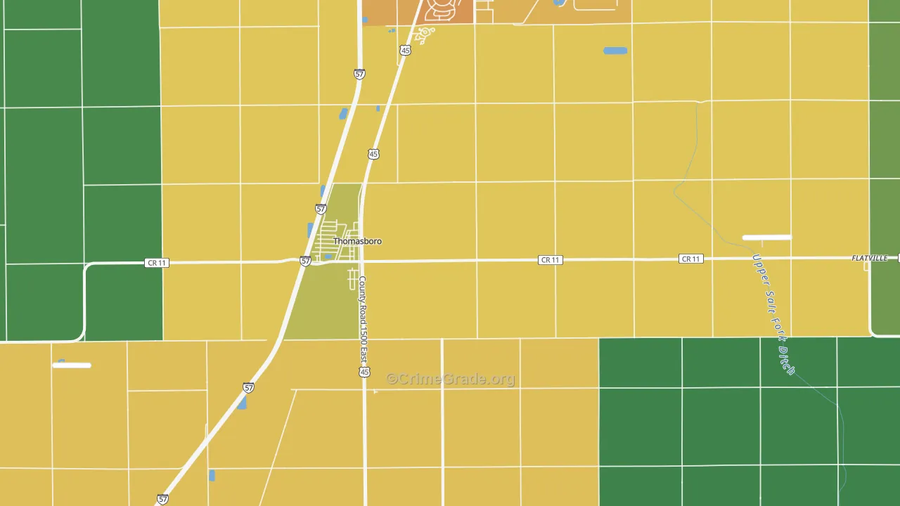 Thomasboro, IL Map of Vandalism Rates