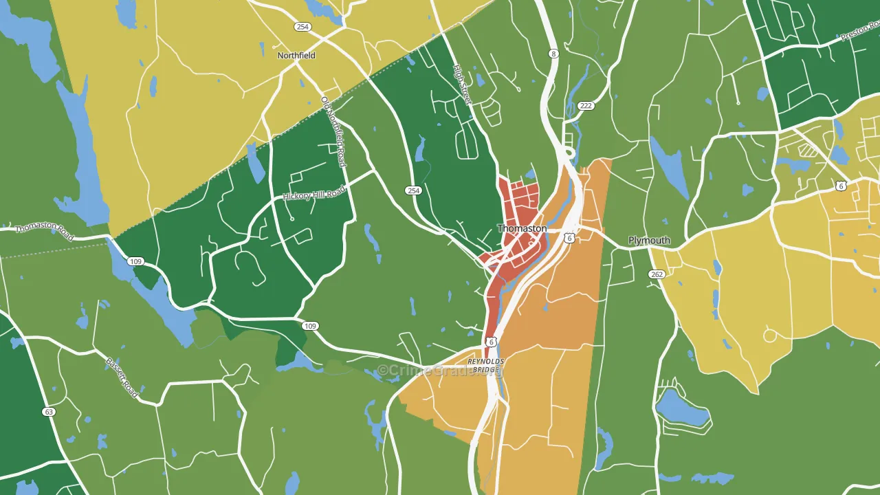 Thomaston, CT Map of Vandalism Rates