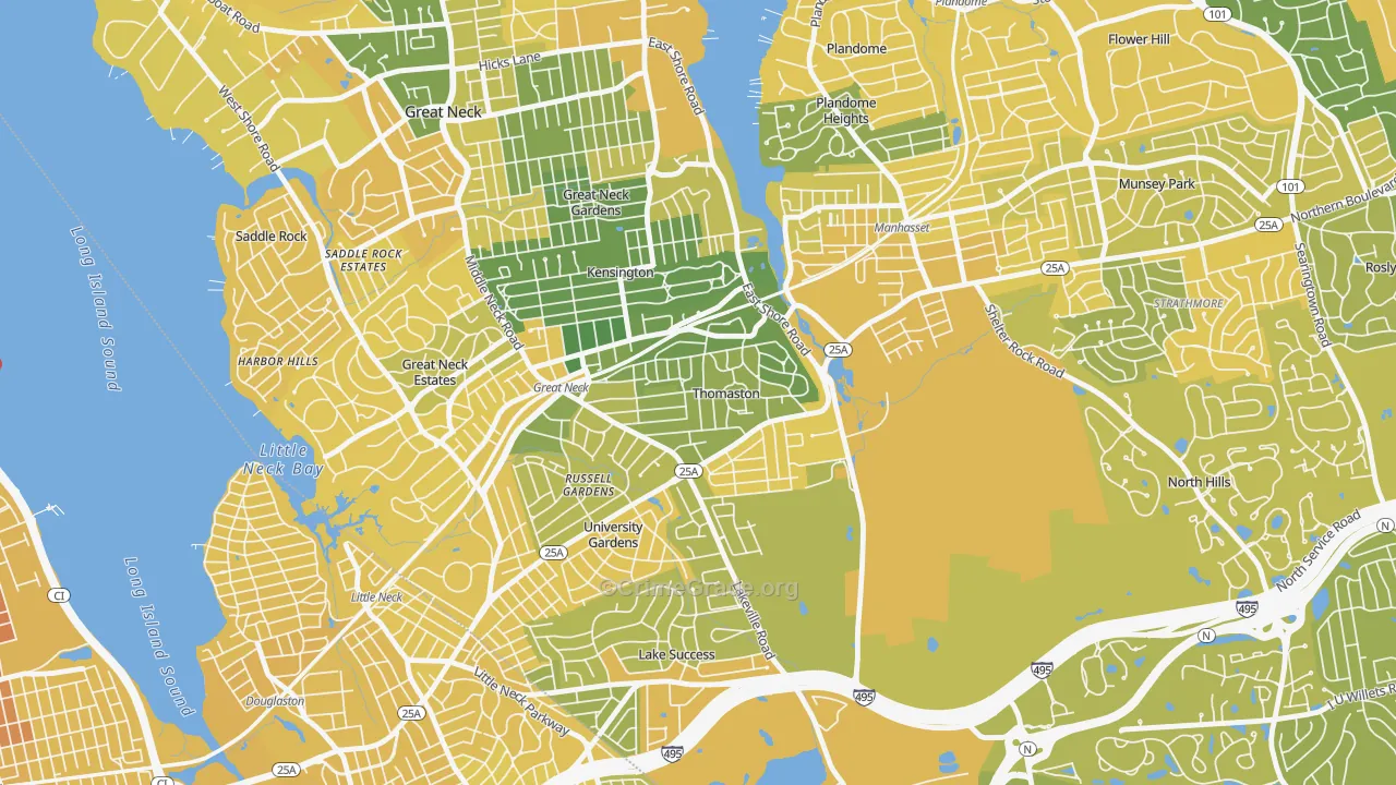 Thomaston, NY Map of Vandalism Rates