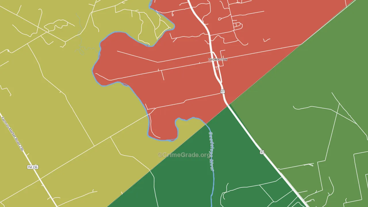 Thomaston, TX Map of Vandalism Rates