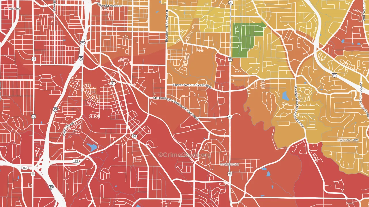 Thomasville, Atlanta, GA Map of Vandalism Rates