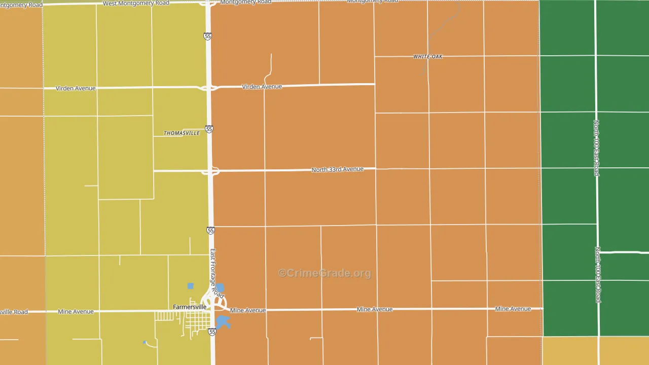 Thomasville, IL Map of Vandalism Rates