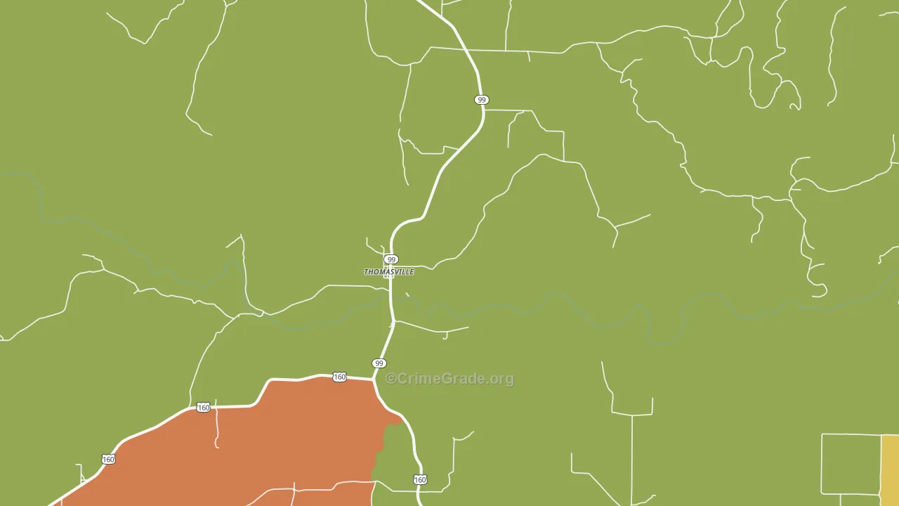 Thomasville, MO Map of Vandalism Rates