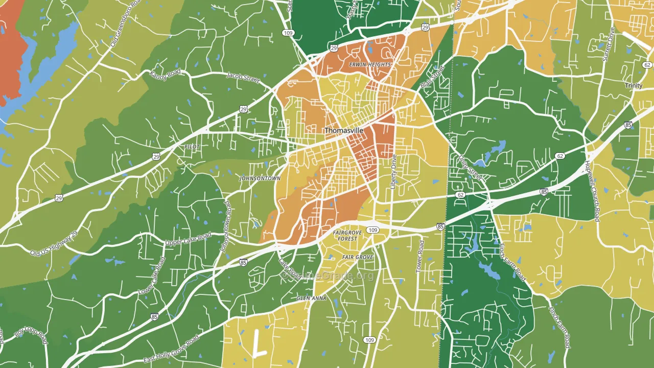 Thomasville, NC Map of Vandalism Rates
