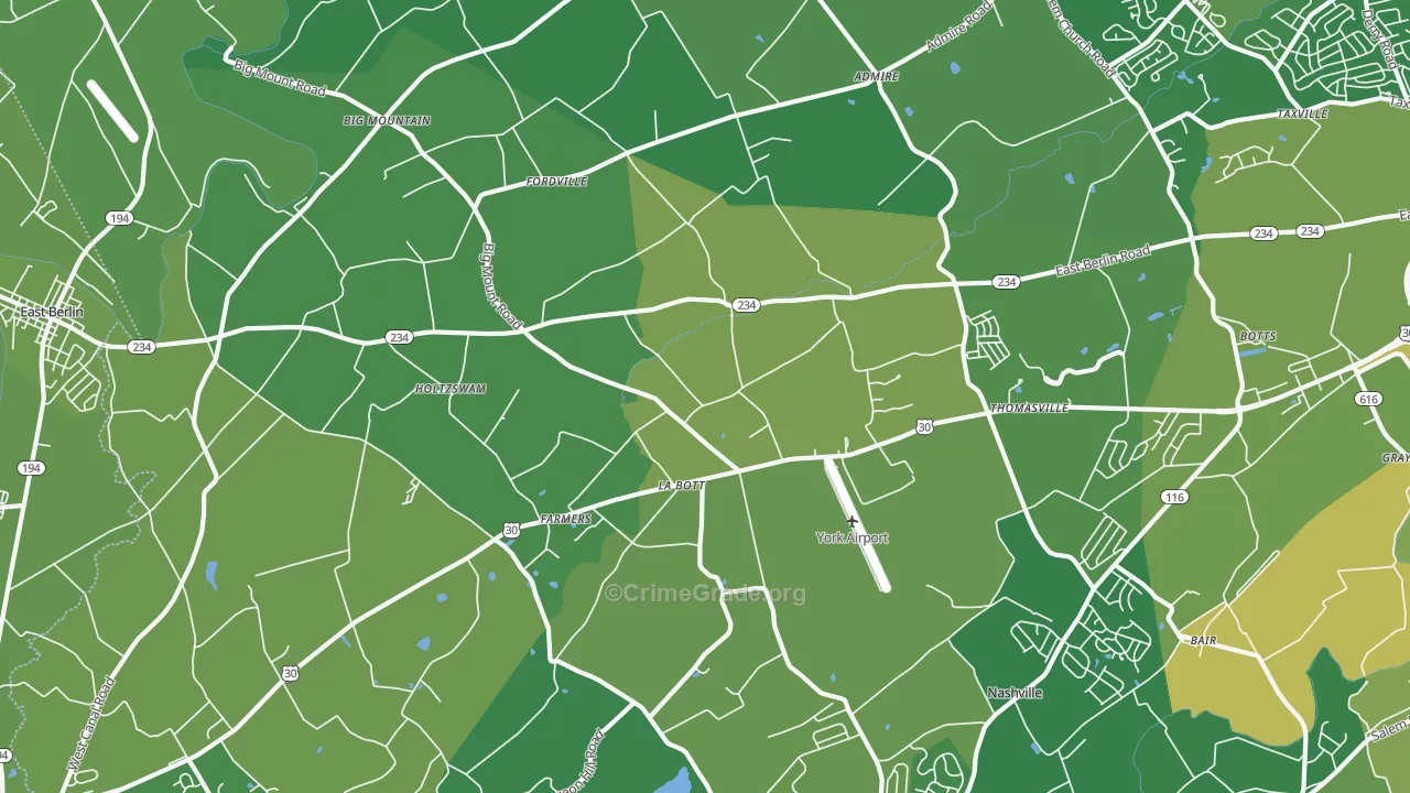 Thomasville, PA Map of Vandalism Rates
