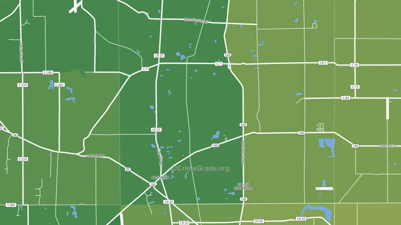 Thompson, OH Map of Vandalism Rates