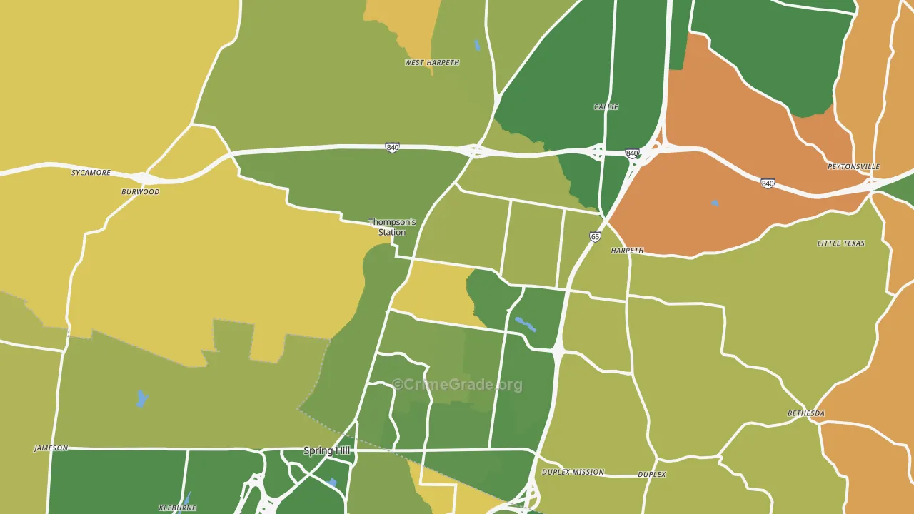 Thompsons Station, TN Map of Vandalism Rates