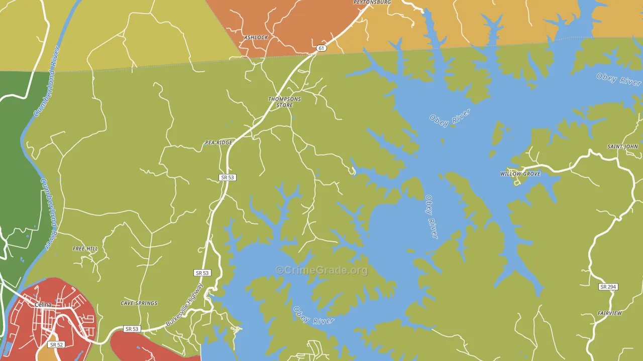 Thompsons Store, TN Map of Vandalism Rates