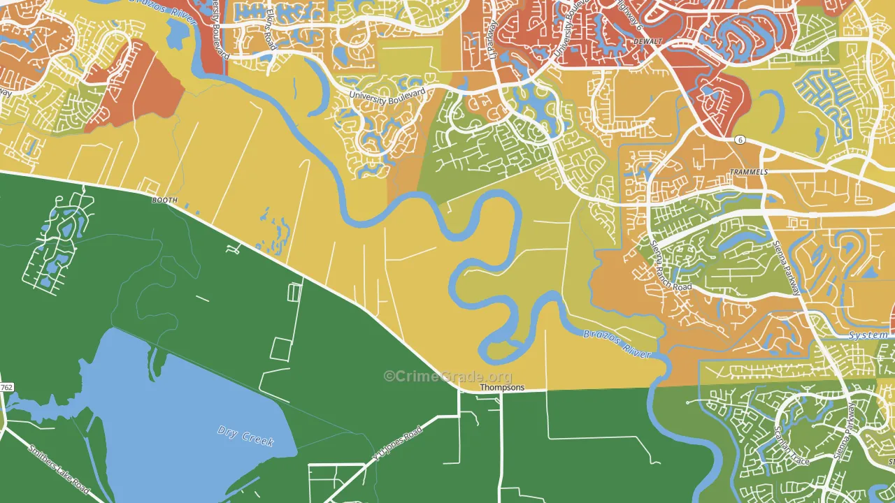 Thompsons, TX Map of Vandalism Rates
