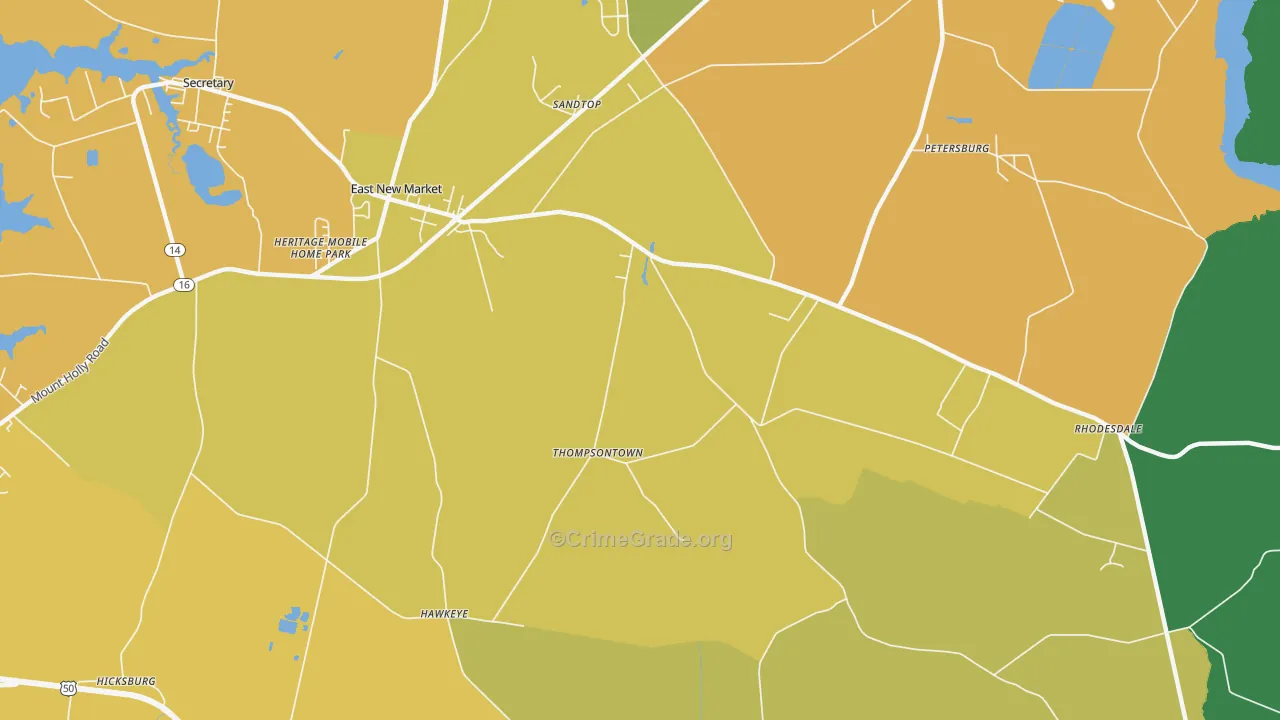 Thompsontown, MD Map of Vandalism Rates