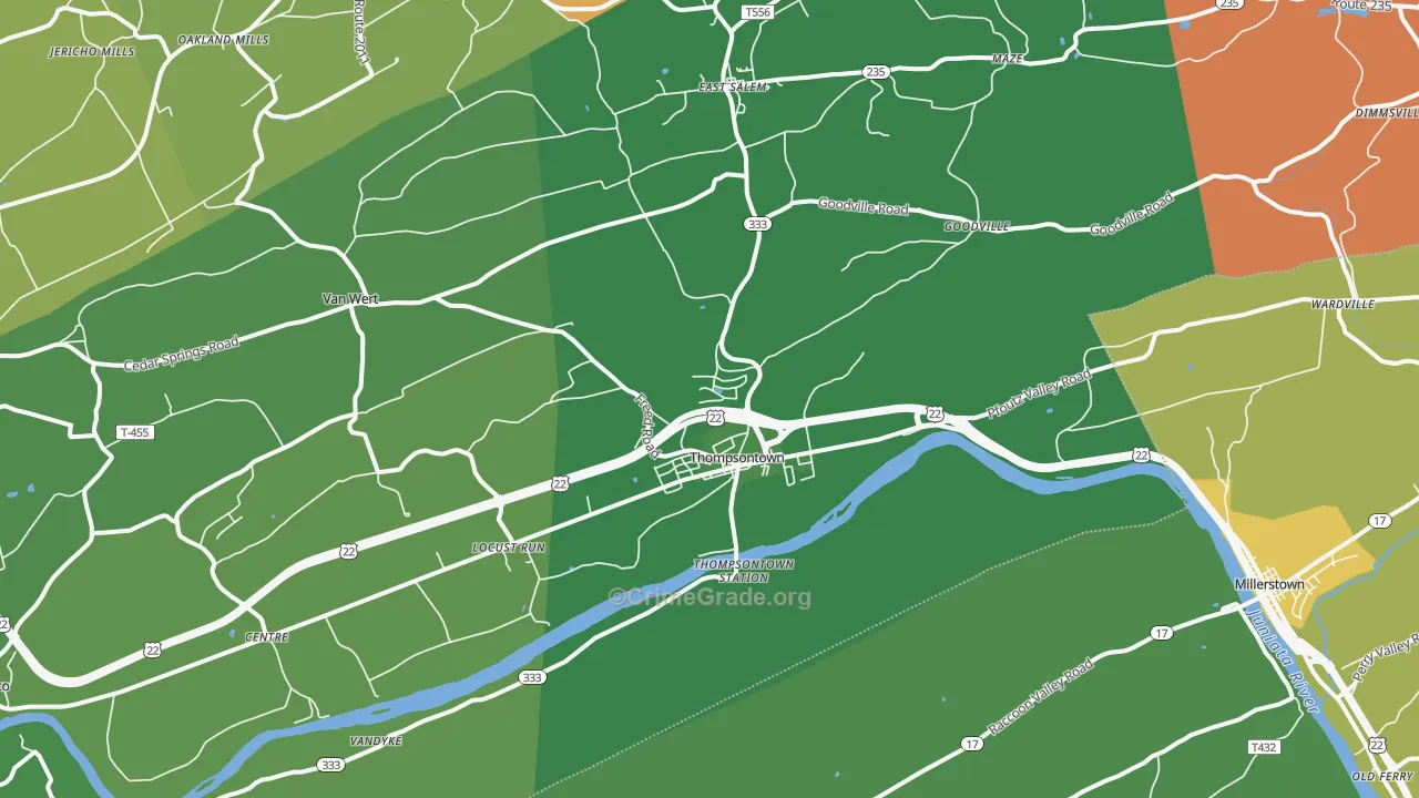 Thompsontown, PA Map of Vandalism Rates