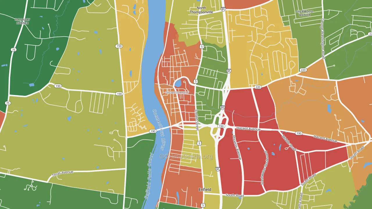 Thompsonville, CT Map of Vandalism Rates
