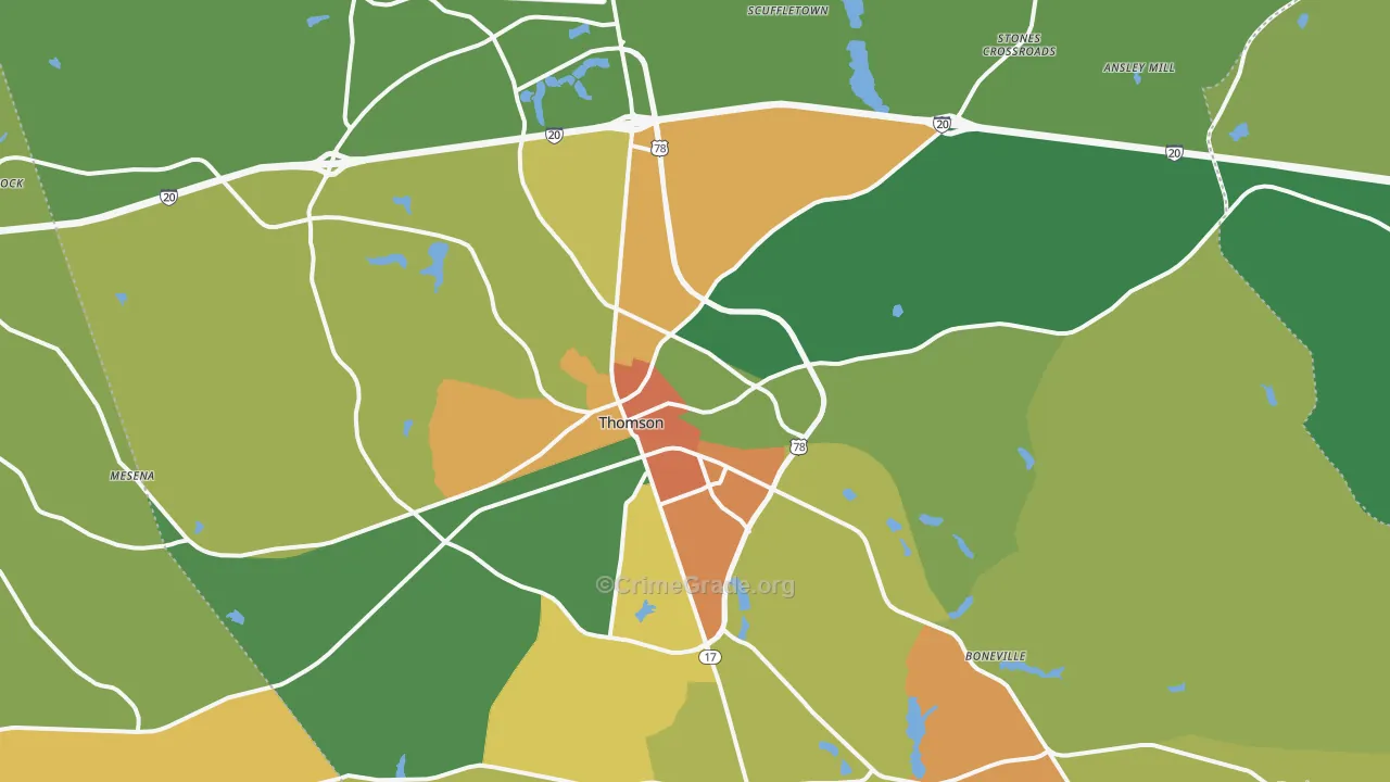 Thomson, GA Map of Vandalism Rates