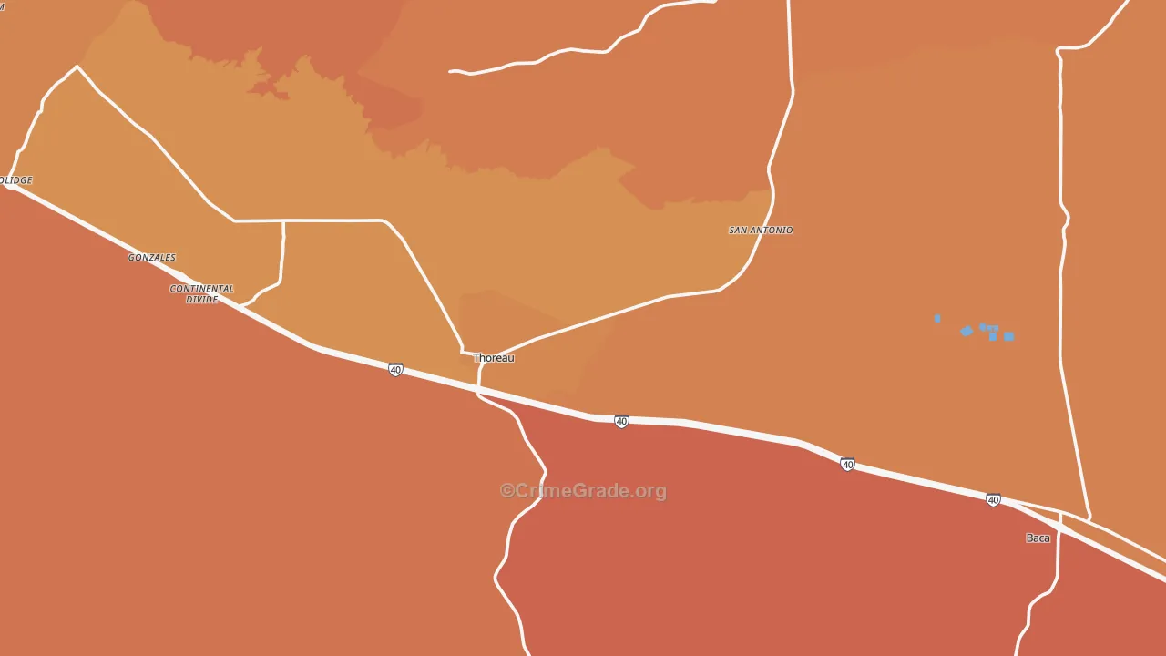 Thoreau, NM Map of Vandalism Rates
