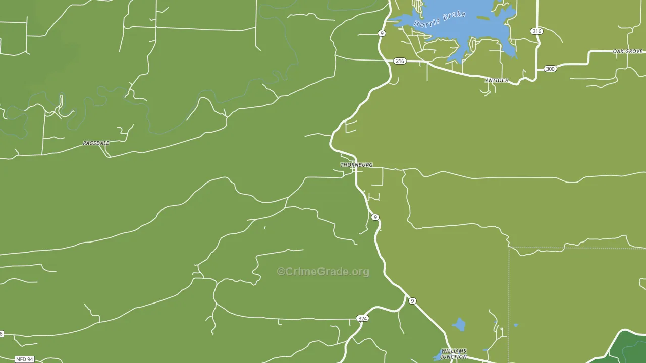 Thornburg, AR Map of Vandalism Rates