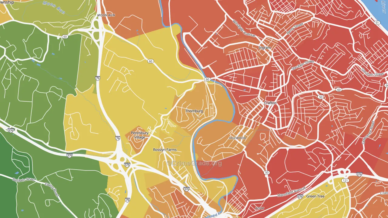 Thornburg, PA Map of Vandalism Rates