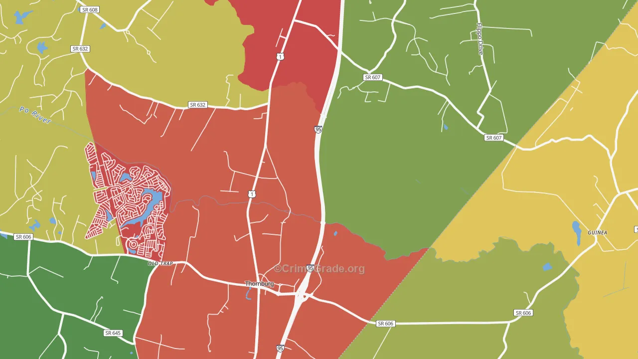 Thornburg, VA Map of Vandalism Rates