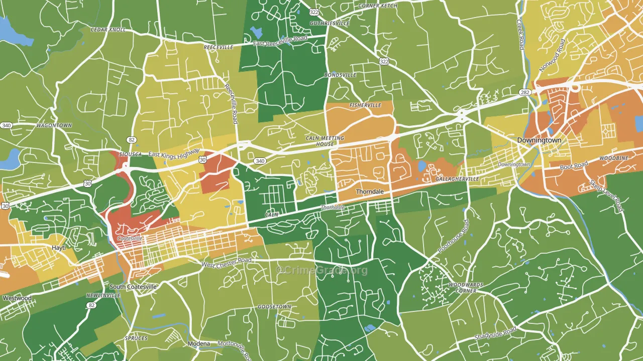 Thorndale, PA Map of Vandalism Rates
