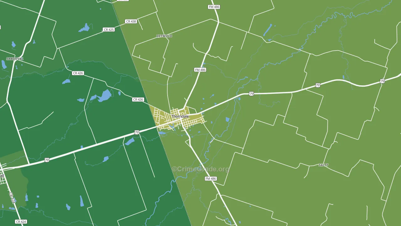Thorndale, TX Map of Vandalism Rates