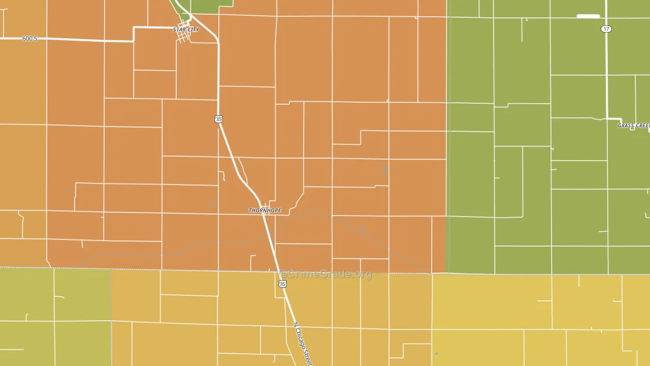 Thornhope, IN Map of Vandalism Rates