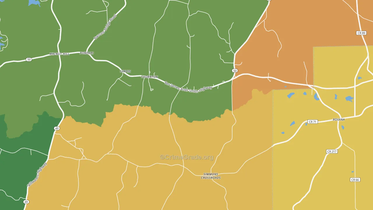 Thornton, AL Map of Vandalism Rates