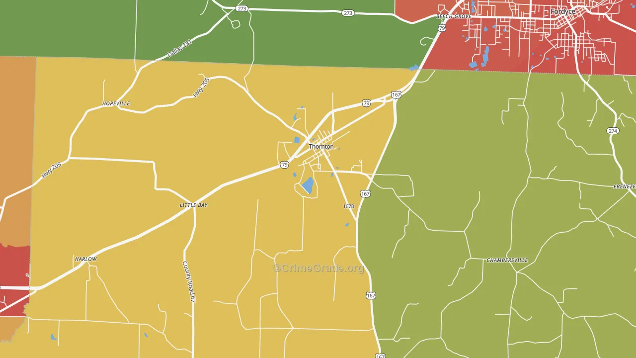 Thornton, AR Map of Vandalism Rates
