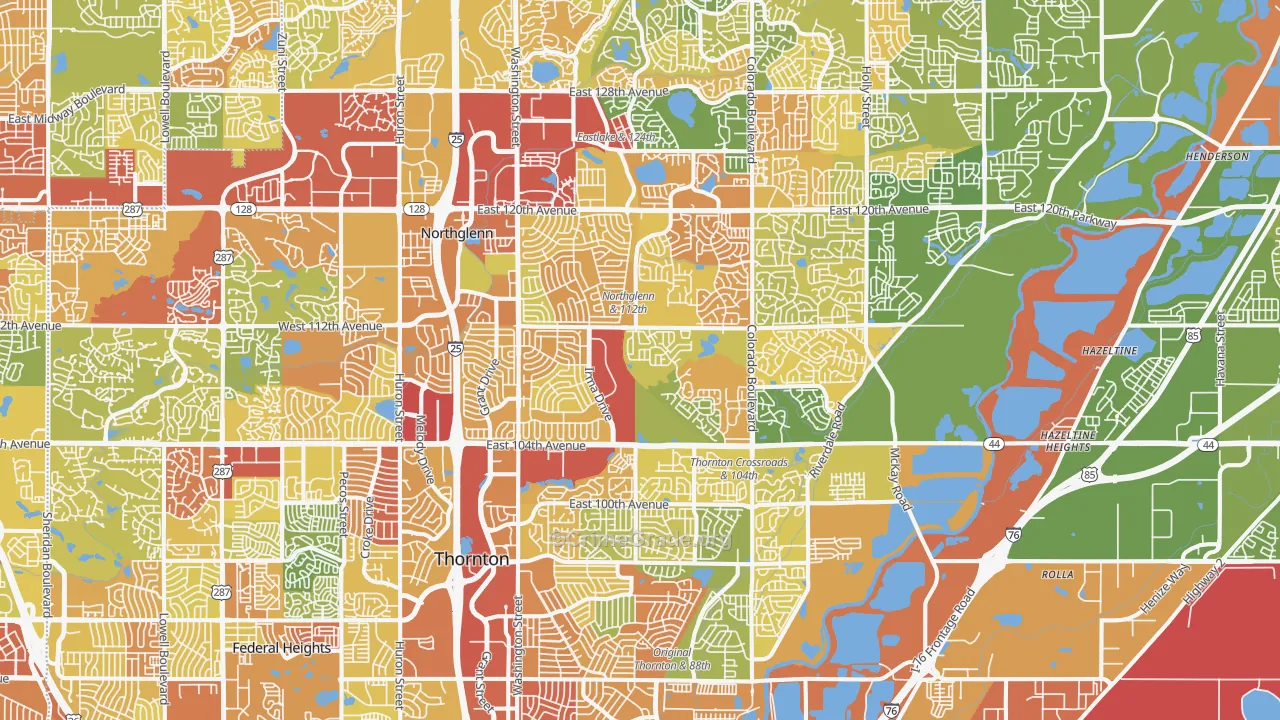Thornton, CO Map of Vandalism Rates