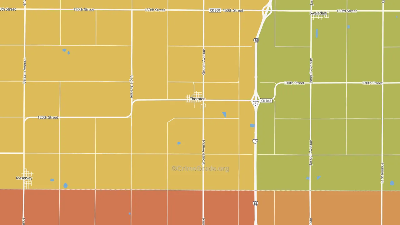 Thornton, IA Map of Vandalism Rates