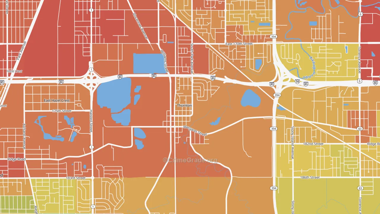 Thornton, IL Map of Vandalism Rates