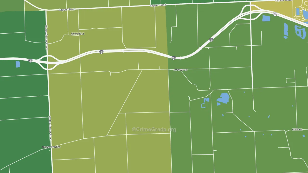 Thornton, MI Map of Vandalism Rates