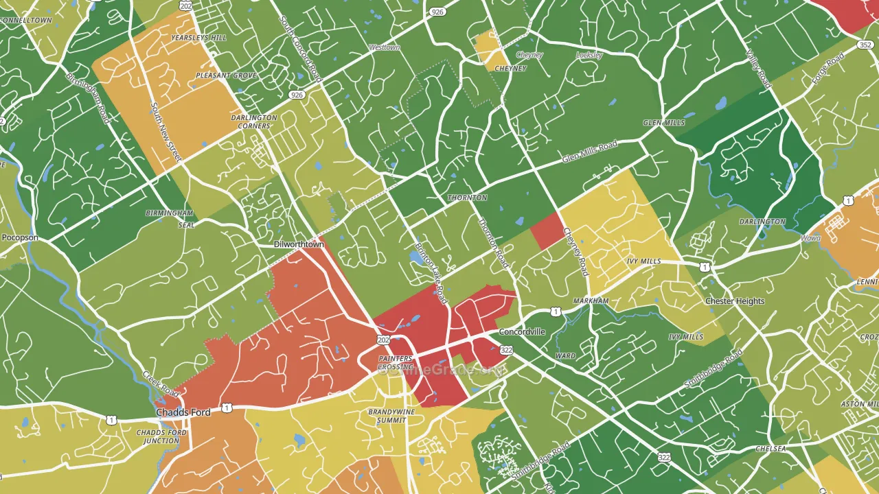 Thornton, PA Map of Vandalism Rates