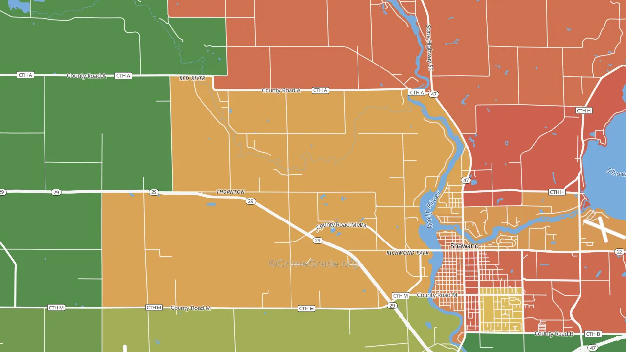 Thornton, WI Map of Vandalism Rates