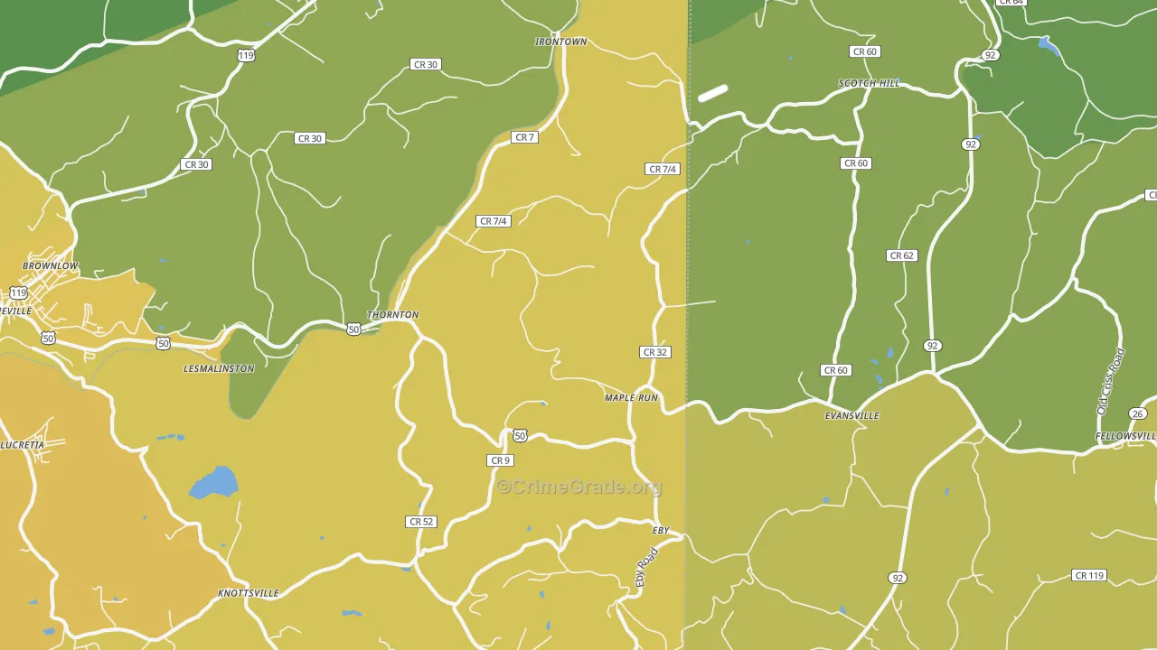 Thornton, WV Map of Vandalism Rates
