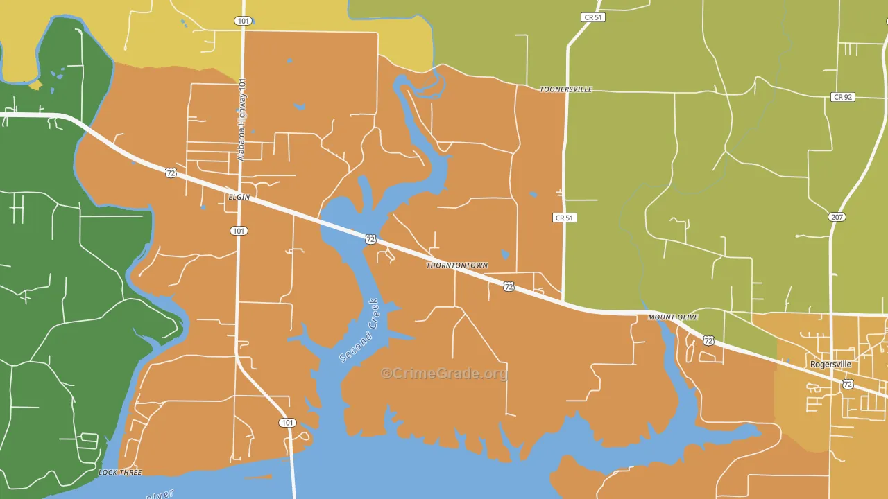Thorntontown, AL Map of Vandalism Rates