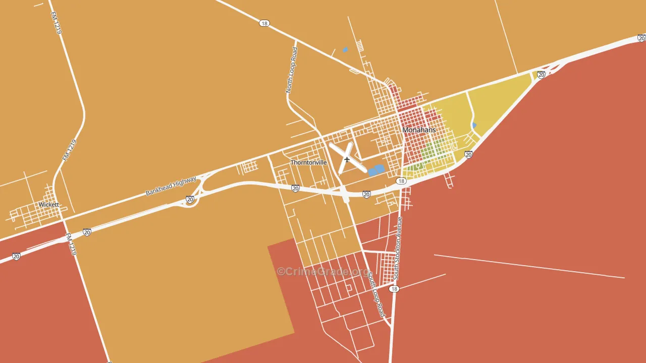 Thorntonville, TX Map of Vandalism Rates