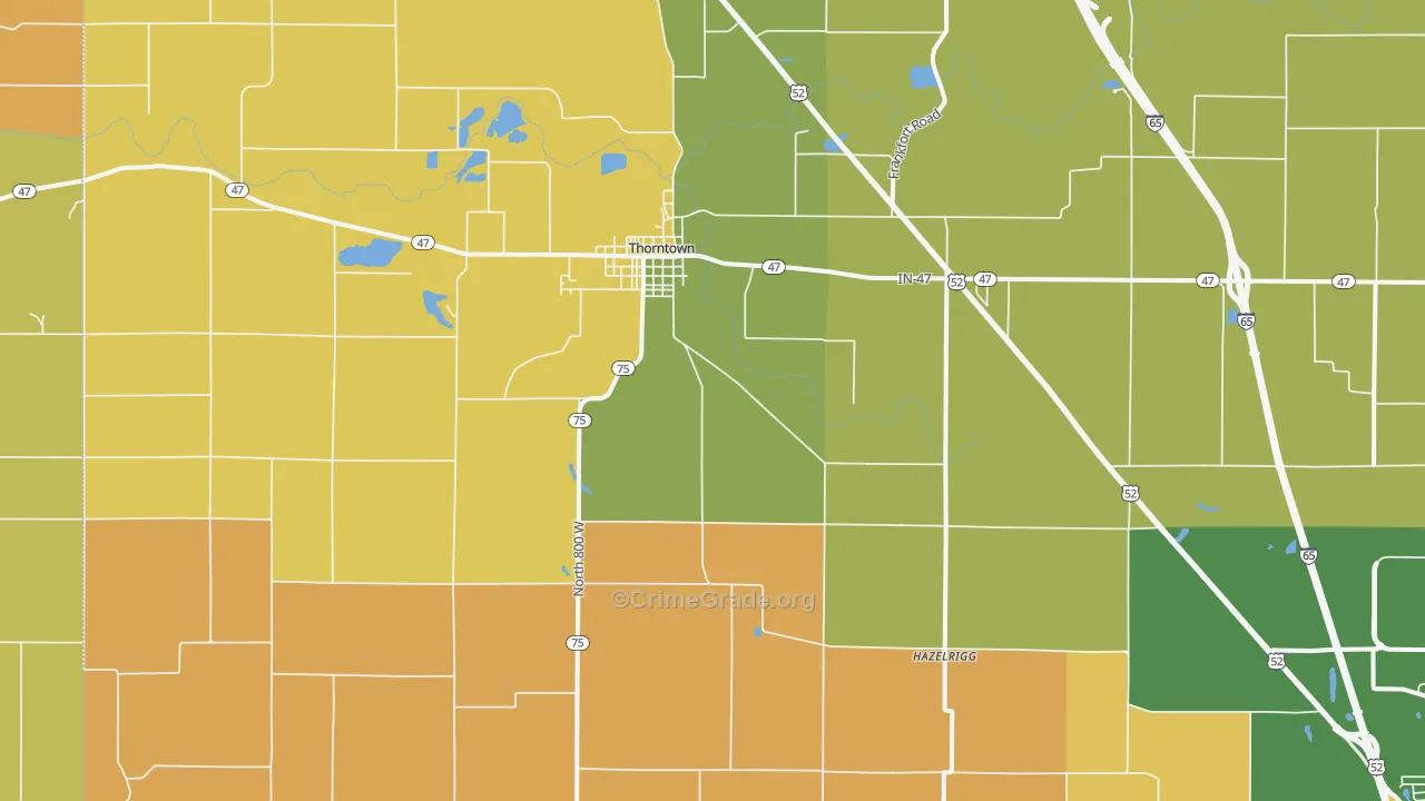 Thorntown, IN Map of Vandalism Rates
