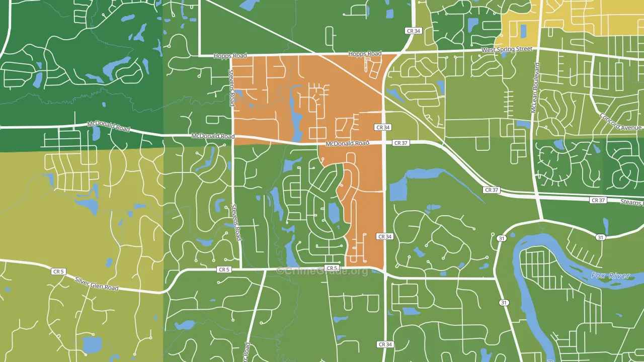 Thornwood, South Elgin, IL Map of Vandalism Rates