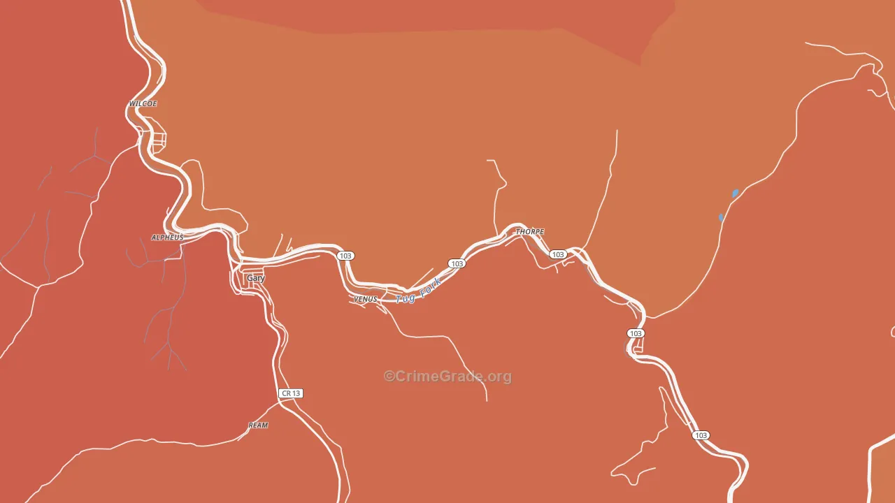 Thorpe, WV Map of Vandalism Rates