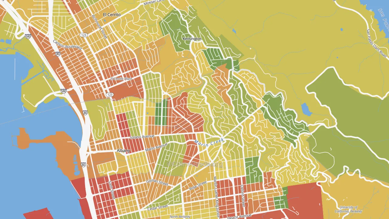 Thousand Oaks, Berkeley, CA Map of Vandalism Rates