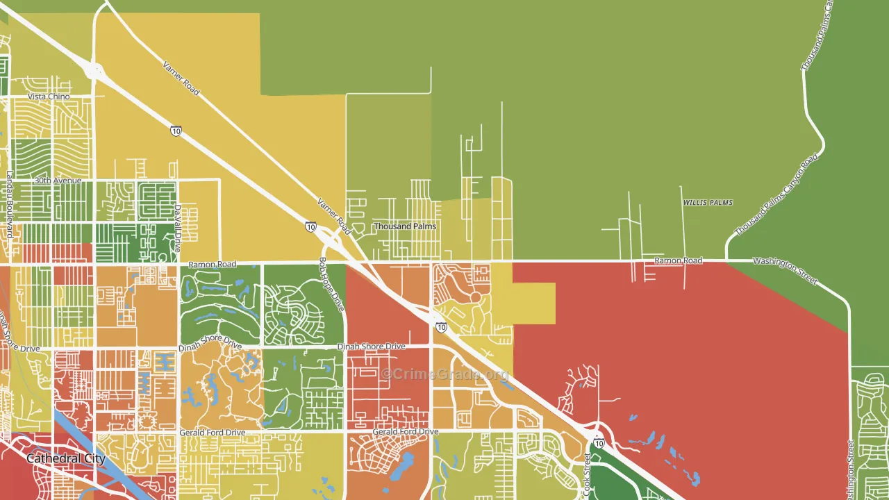 Thousand Palms, CA Map of Vandalism Rates