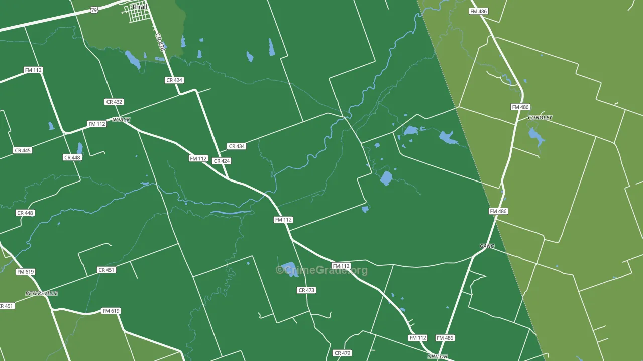 Thrall, TX Map of Vandalism Rates