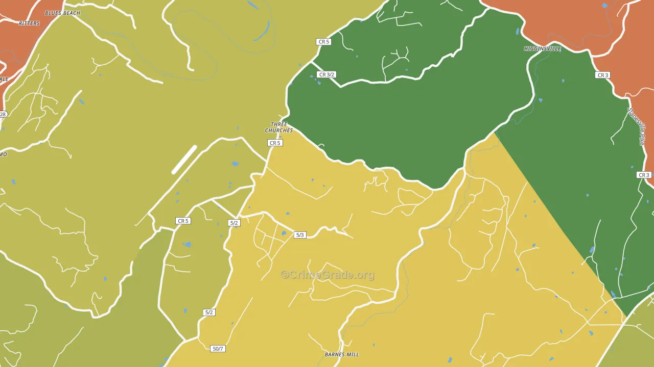 Three Churches, WV Map of Vandalism Rates