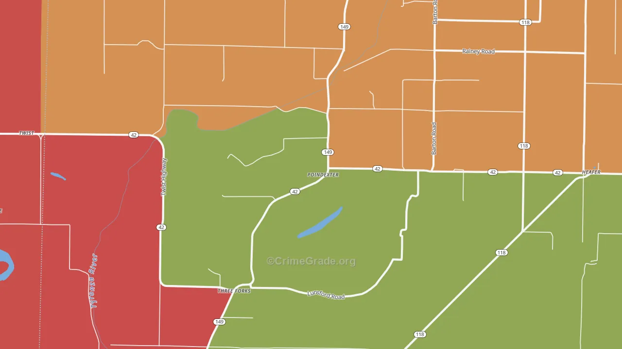 Three Forks, AR Map of Vandalism Rates